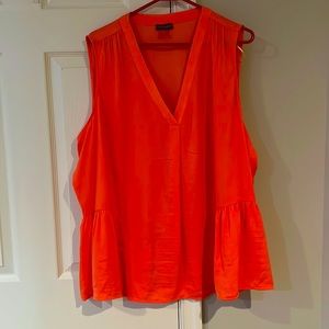 Vince Camuto 3x plus coral sleeveless dress shirt with V neck peplum ruffle NWT